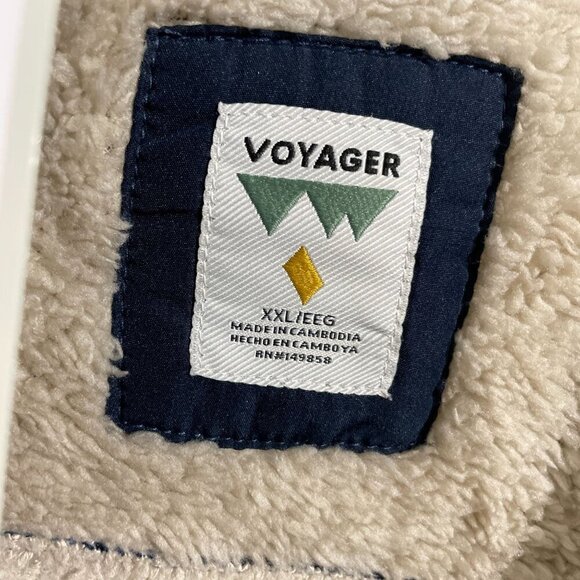 NEW Voyager XXL Blue Plaid Sherpa-Lined Shirt Jacket  Snap button H1120 - Picture 6 of 7